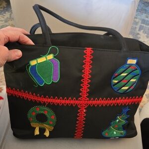 Kim Rogers Black Tote with Festive Embroidery